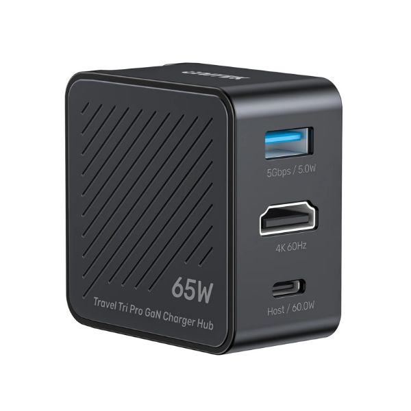 Picture of Travel Tri Pro 65W 3-in-1 GaN Charger Hub. with Interchangeable Plugs