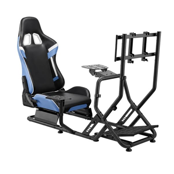 Picture of Racing Simulator Cockpit with monitor Mount. Adjustable Steering Wheel Plate & Pedal