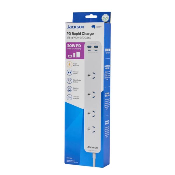 Picture of Jackson 20W USB-A +USB-C 4 Outlet Powerboard