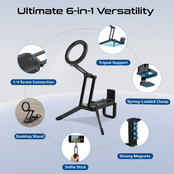 Picture of Multi-Function Magnetic Smart Phone Mount & Stand. 360 Rotation Arm, Ring Plate Inc