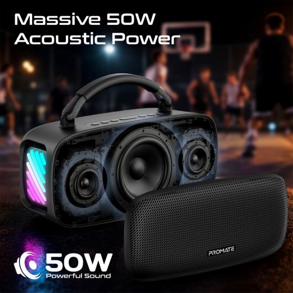 Picture of 50W PartyPulse RGB Wireless Speaker. 15 Hours Playback, IPX6, TWS, Black