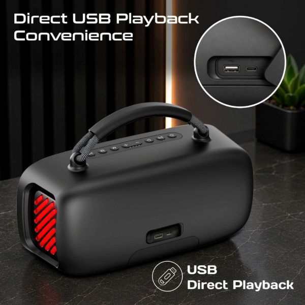 Picture of 50W PartyPulse RGB Wireless Speaker. 15 Hours Playback, IPX6, TWS, Black