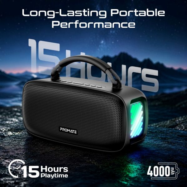 Picture of 50W PartyPulse RGB Wireless Speaker. 15 Hours Playback, IPX6, TWS, Black
