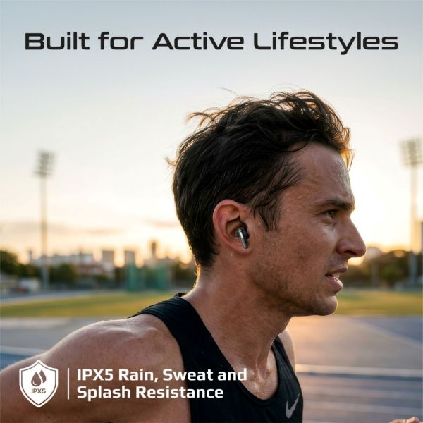 Picture of HD TWS Earbuds with ANC, ENC, & Smart Touch Display. 40 Hours Playback. Black