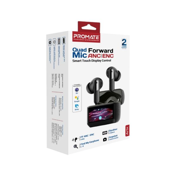 Picture of HD TWS Earbuds with ANC, ENC, & Smart Touch Display. 40 Hours Playback. Black