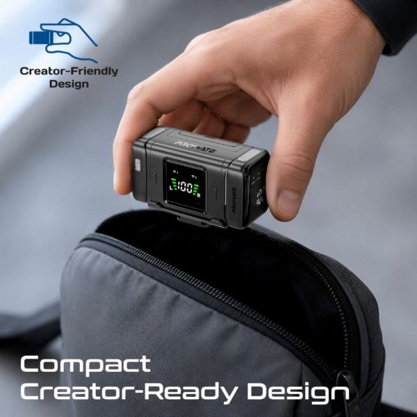Picture of Dual Magnetic Wireless Lavalier Mic with Charging Case. Dual Mic's 130M Range
