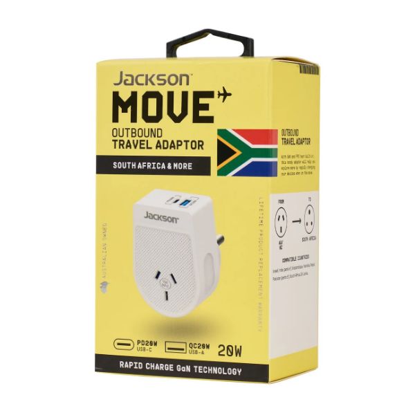 Picture of Move Outbound South Africa 20W USB-A + USB-C Travel Adaptor