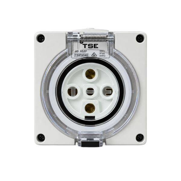 Picture of Weatherproof Socket 5 Pin 40A Round IP66 Stainless Steel Cover Fastening