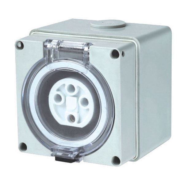 Picture of Weatherproof Socket 4 Pin 40A Round IP66 Stainless Steel Cover Fastening