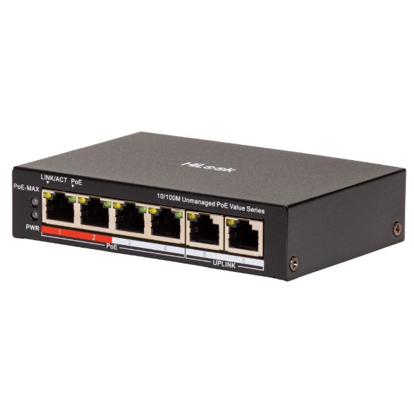 Picture of 4 Port 10/100 Fast Ethernet Unmanaged POE Switch w/ 35W 4x 100Mbps PoE ports