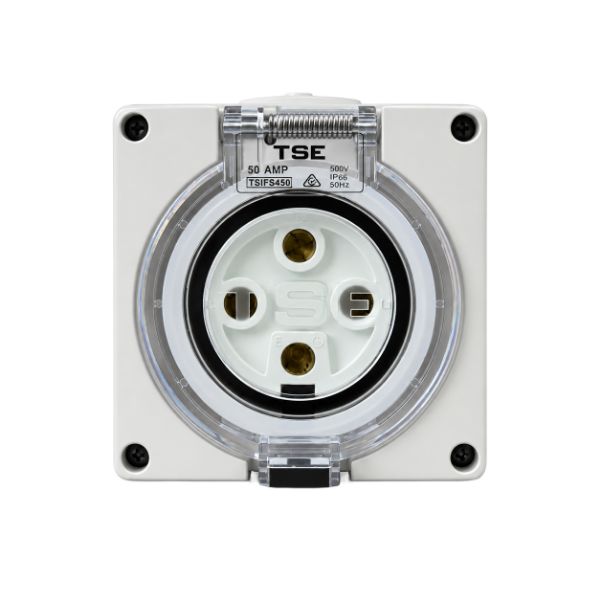 Picture of Weatherproof Socket 4 Pin 50A Round IP66 Stainless Steel Cover Fastening