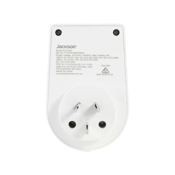 Picture of Jackson Move Inbound USA+UK 20W USB-A+ USB-C Travel Adaptor