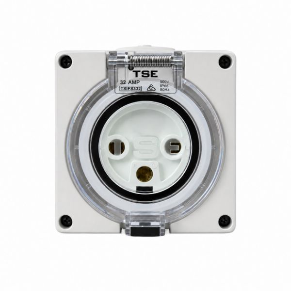 Picture of Weatherproof Socket 3 Pin 32A Round IP66 Stainless Steel Cover Fastening