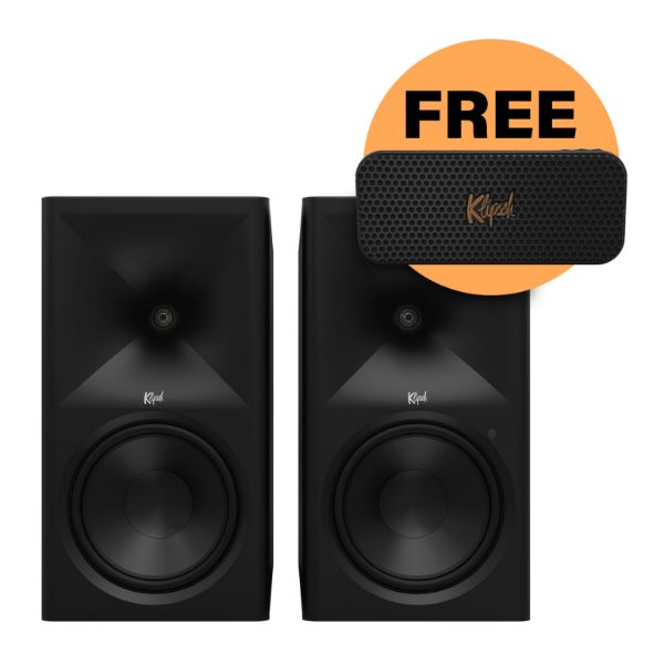 Picture of The Nines II 8" Powered Book Shelf Speakers - EBONY With FREE NASHVILLE Speaker