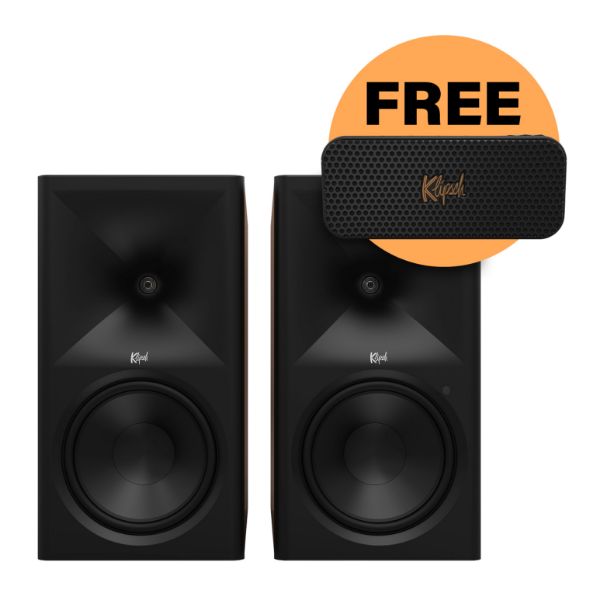 Picture of The Nines II 8" Powered Book Shelf Speakers - WALNUT With FREE NASHVILLE Speaker