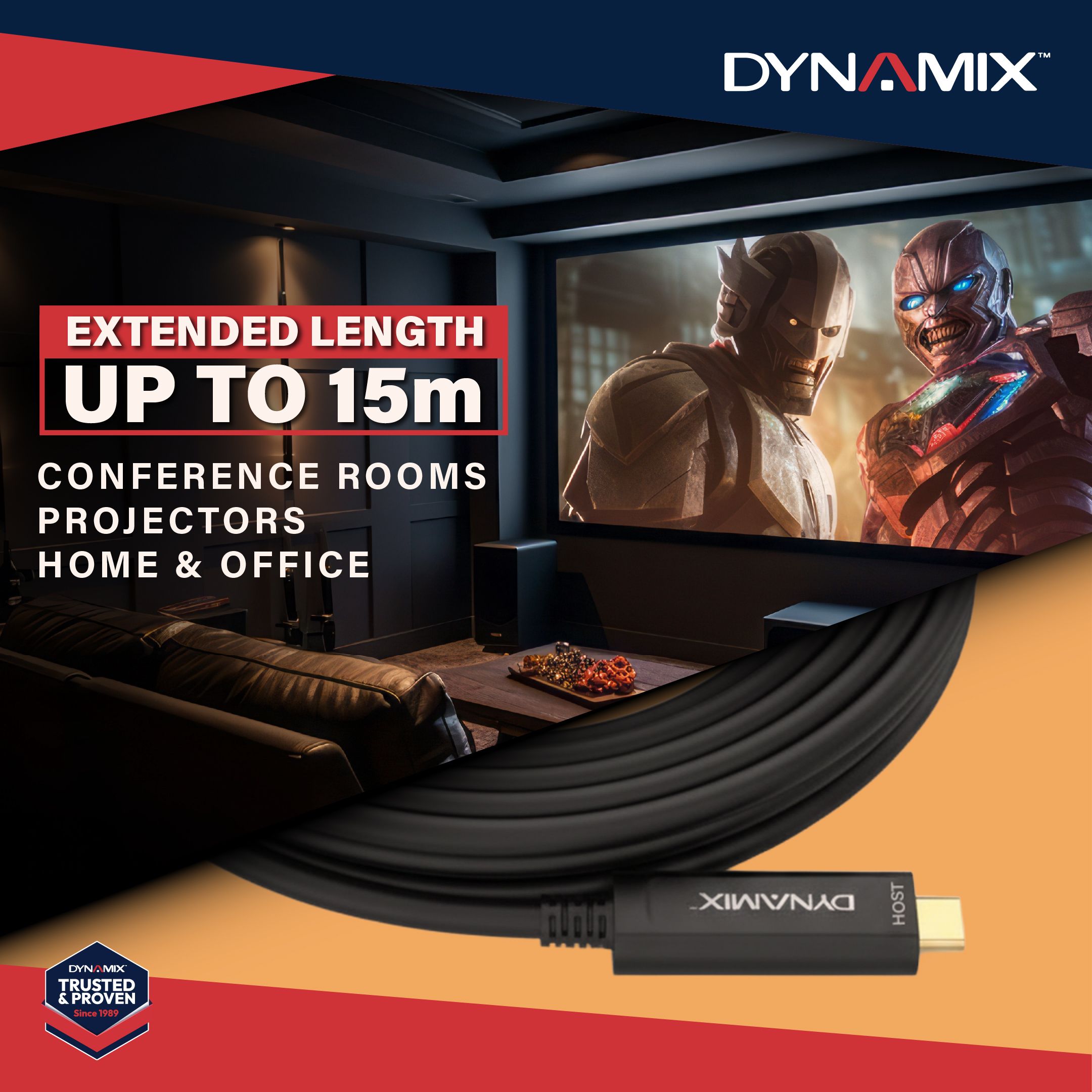 DYNAMIX USB-C Active Optical Cable up to 15 metres
