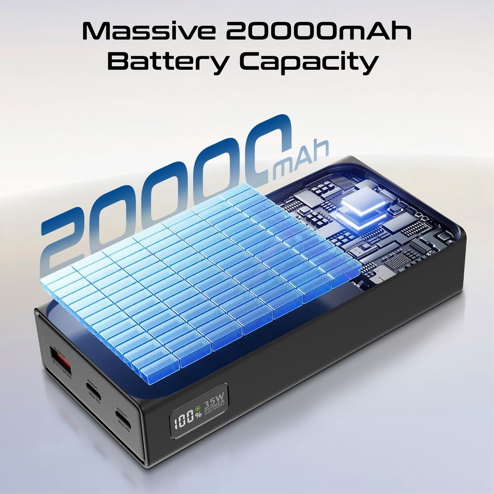 Bolt-20PD+ Massive 20000mAh Battery Capacity